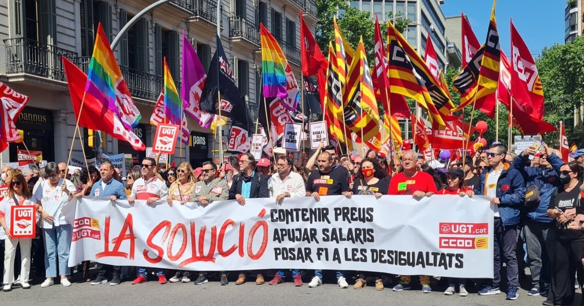 Manifestants celebren l'1 de maig a Barcelona (CCOO Catalunya)