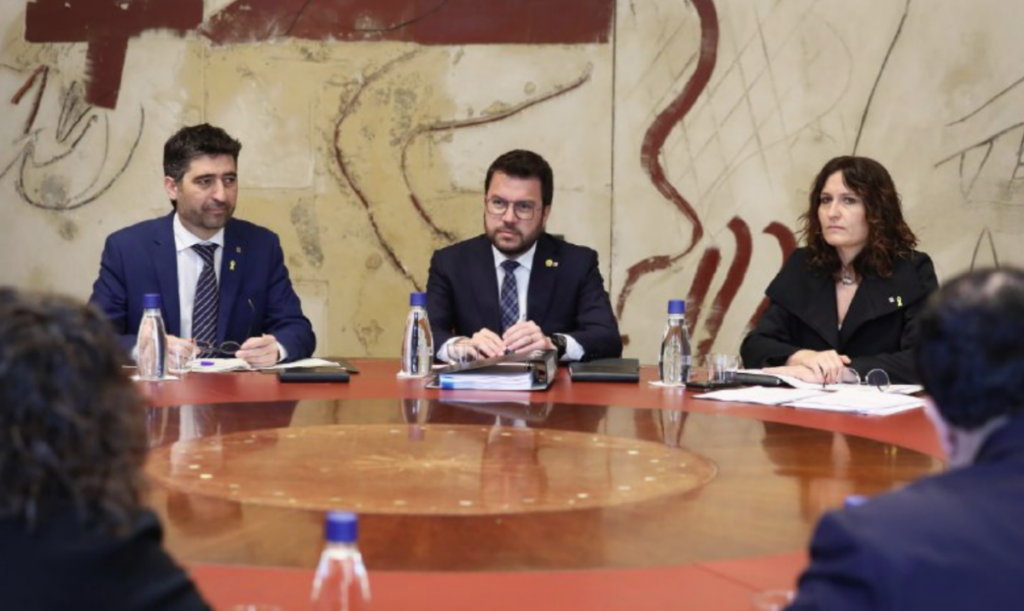 Pere Aragonès, en una reunión del gobierno catalán