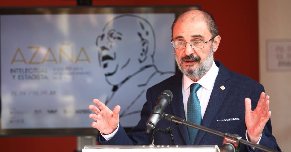 El presidente aragonés, Javier Lambán, en la presentación de la exposición 'Azaña, intelectual y estadista' (Gobierno de Aragón)
