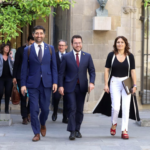 La consejera Vilagrà, con el presidente Aragonès y el vicepresidente Puigneró