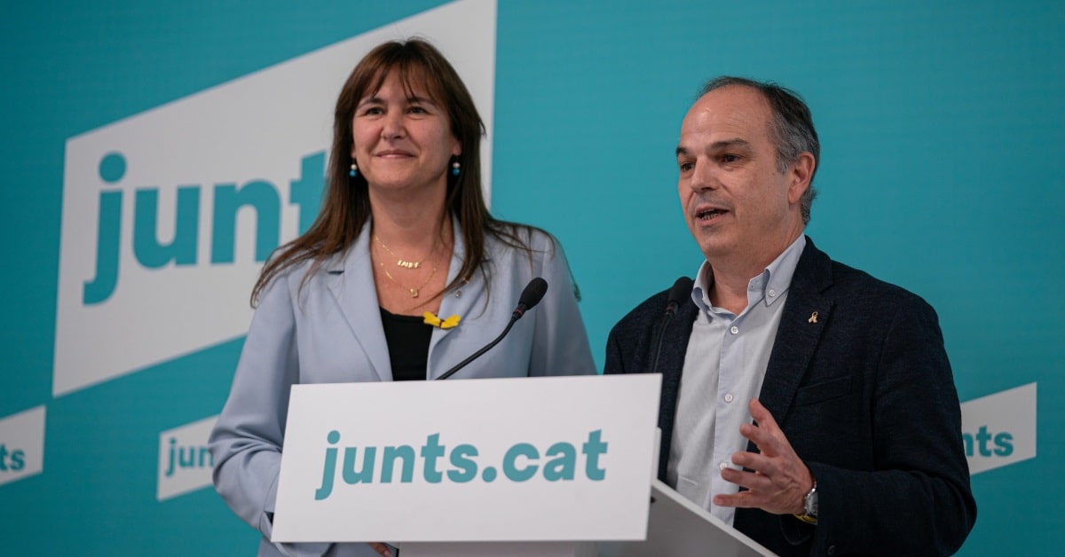 La presidenta de Junts, Laura Borràs, y el secretario general, Jordi Turull