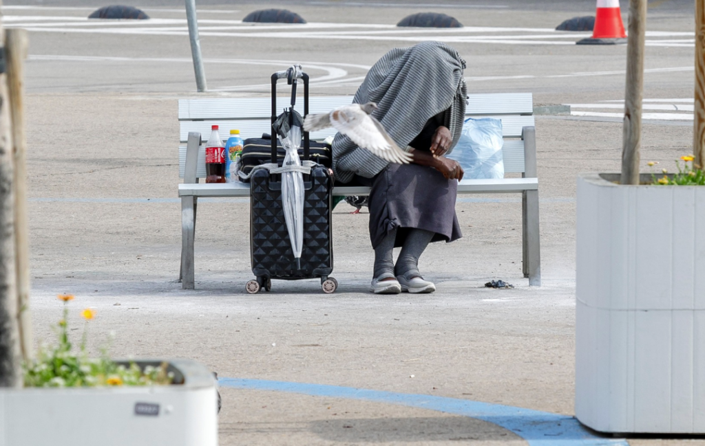 Persona sin techo en Barcelona
