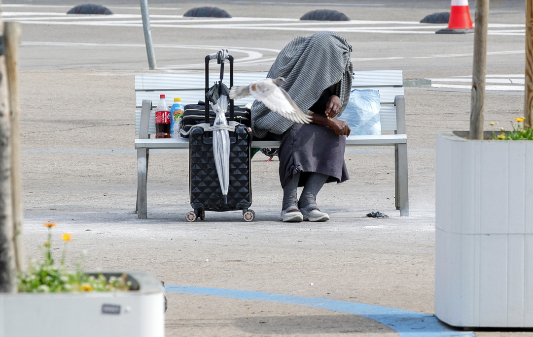 Persona sin techo en Barcelona