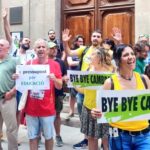 Manifestación organizada por USTEC contra el conseller de Educació, Josep Gonzàlez-Cambray
