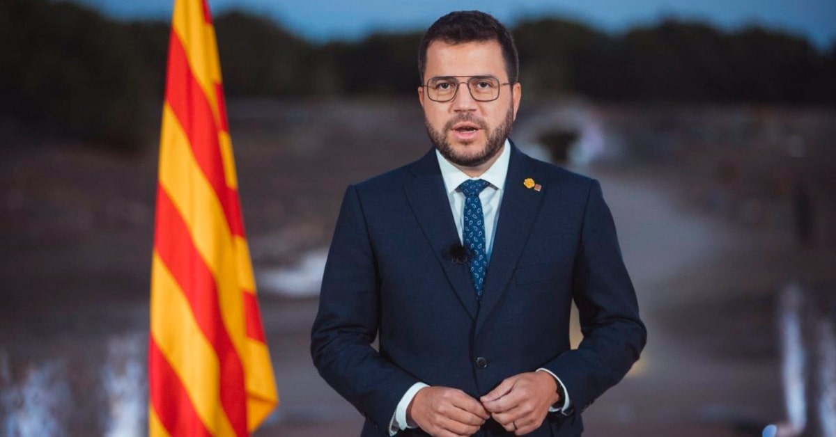 Pere Aragonès, presidente de la Generalitat, en el discurso de la Diada de Catalunya