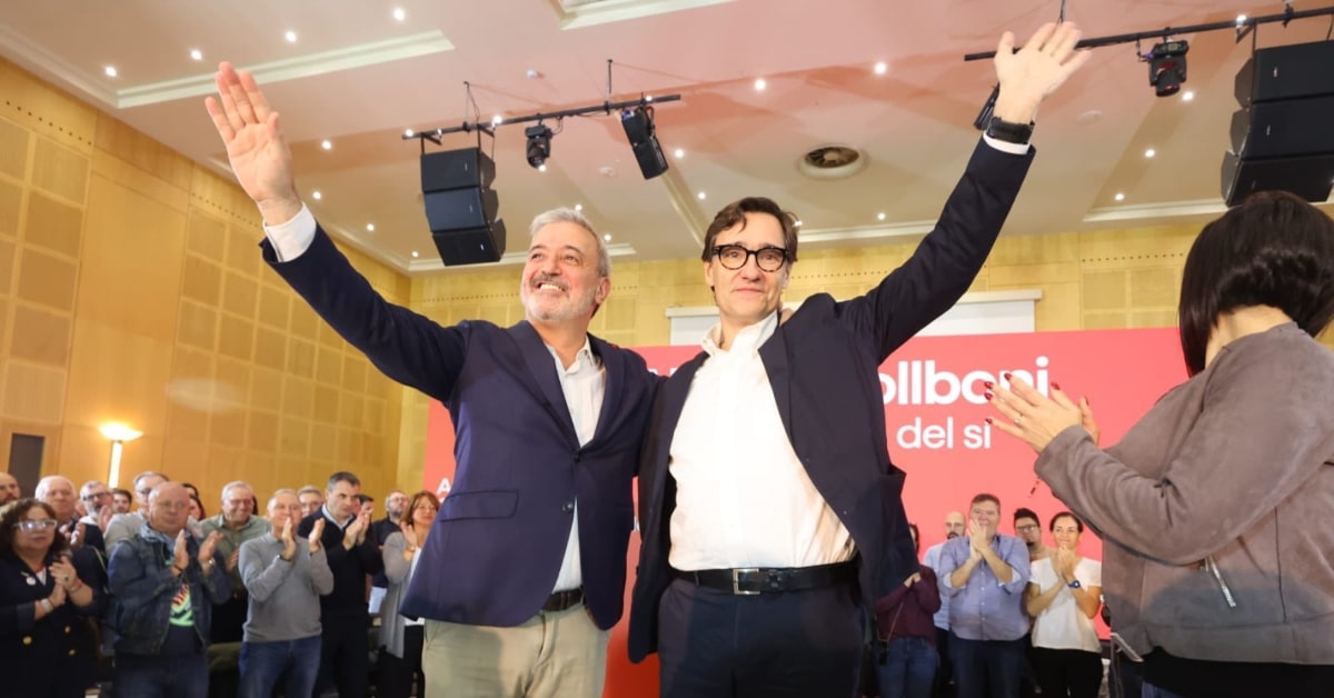 L'alcaldable del PSC a Barcelona, Jaume Collboni, i el primer secretari dels socialistes catalans, Salvador Illa