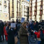 La líder de Valents, Eva Parera, en la manifestación contra la decisión del gobierno municipal de Ada Colau de romper las relaciones institucionales entre Barcelona y Tel Aviv (Valents)