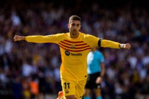 Ferran Torres, celebrant el seu gol contra l'Atlètic de Madrid