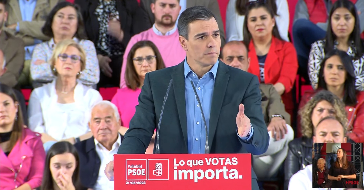 El secretari general del PSOE, Pedro Sánchez, a un acte electoral a Valladolid