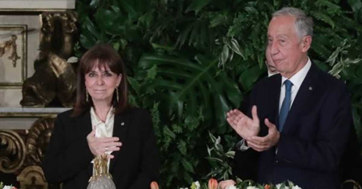 La presidenta de Grècia, Katerina Sakellaropoulou, i el president de Portugal, Marcelo Rebelo de Sousa