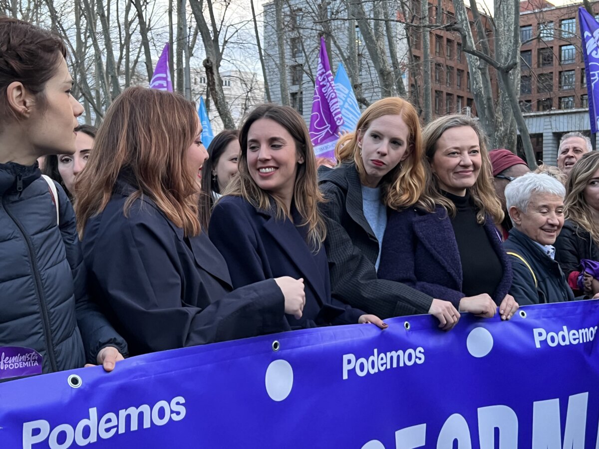 La ministra d'Igualtat, Irene Montero, durant la manifestació del 8-M a Madrid