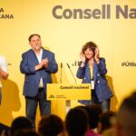 La consellera de Acción Climática y Agricultura, Teresa Jordà, el diputado en el Congreso Gabriel Rufián y el presidente de ERC Oriol Junqueras (Gerard Magrinyà, Esquerra Republicana de Catalunya)