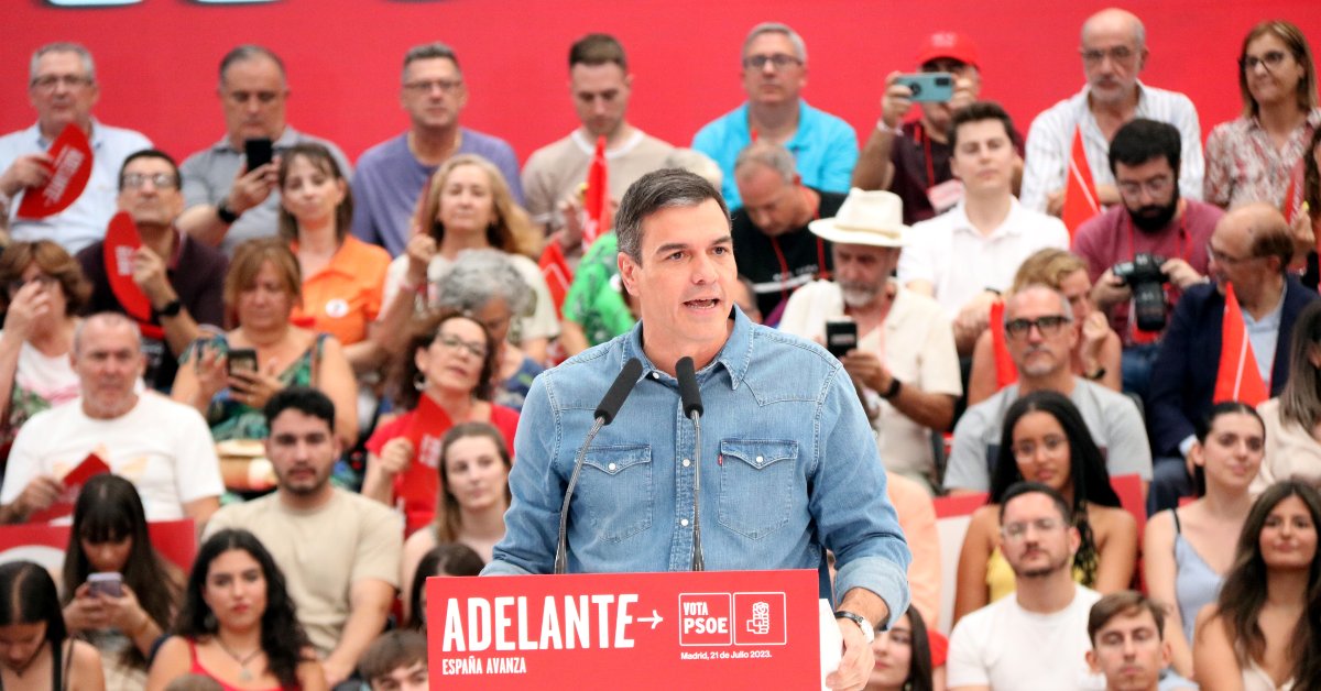 El líder del PSOE, Pedro Sánchez, al míting de tancament de campanya, a Getafe (Roger Pi de Cabanyes, ACN)