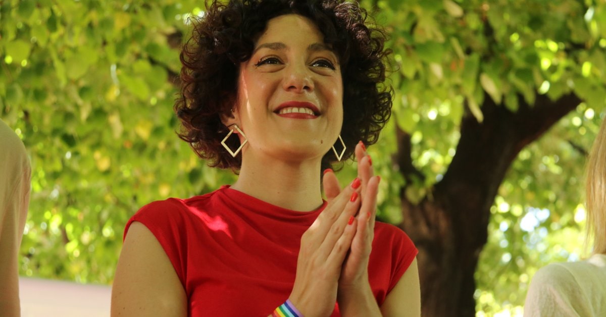 La candidata per Barcelona de Sumar-En Comú Podem Aina Vidal en un acte de campanya (Gerard Artigas, ACN)