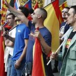 Manifestación en Montjuïc de la Falange, Democracia Nacional y Movimiento Católico Español (CCMA)
