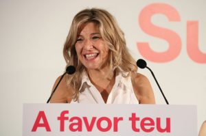 La vicepresidenta del Govern d'Espanya i líder de Sumar, Yolanda Díaz, en un acte a Girona