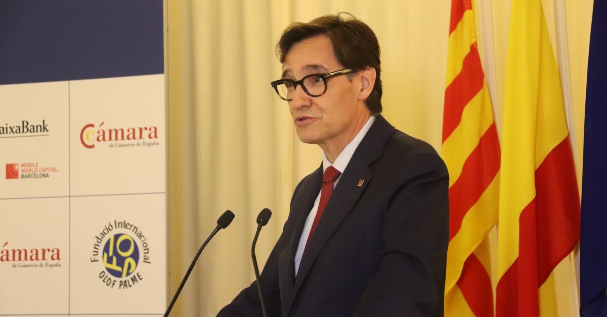 Salvador Illa durante su discurso en la XXVIII Encuentro de Economía de S'Agaró (Aleix Freixas y Ariadna Reche, ACN).