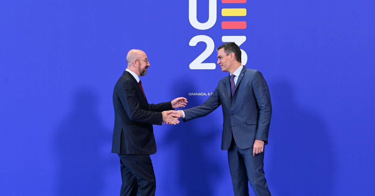 El president del Govern d'Espanya en funcions, Pedro Sánchez, rep el president del Consell Europeu, Charles Michel