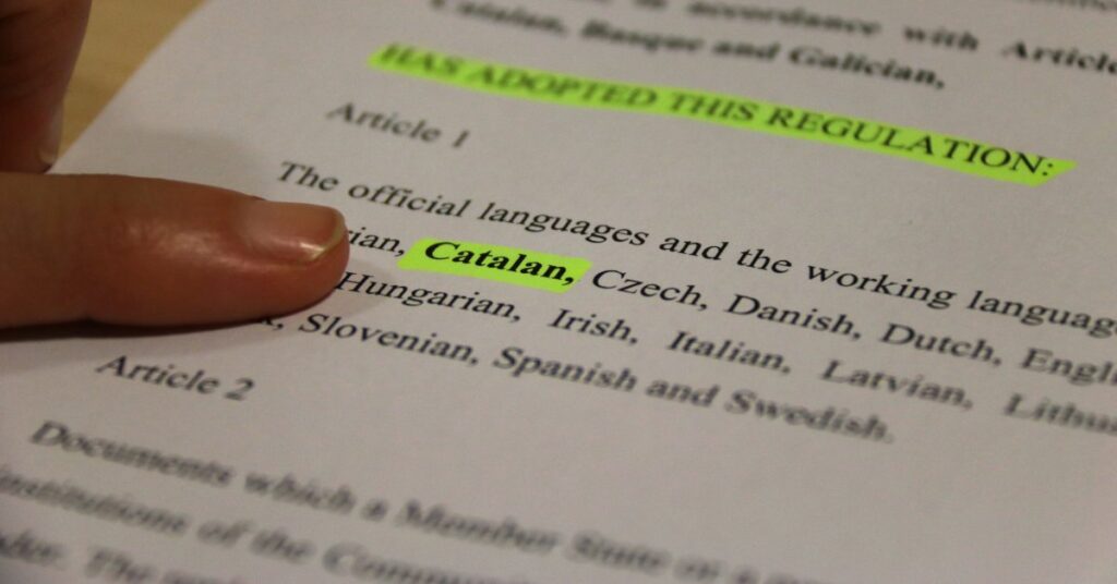 Orden del día del Consejo de Asuntos Generales de este 19 de septiembre donde se debatió la oficialidad del catalán, el vasco y el gallego en la UE (Albert Cadanet, ACN)