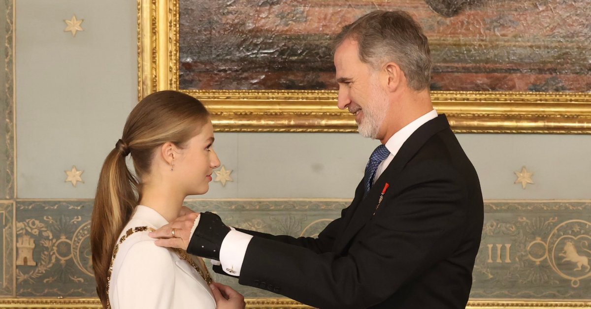 La princesa Elionor aquest dimarts al Palau Reial amb el rei Felip VI (Casa Reial)