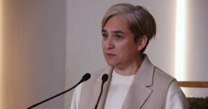 Ada Colau, exalcaldesa de Barcelona, en su intervención en el Consejo Nacional de Catalunya en Comú (Norma Vidal, ACN)
