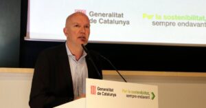 El conseller d'Acció Climàtica, David Mascort, en un acte a Girona (Marina López, ACN)