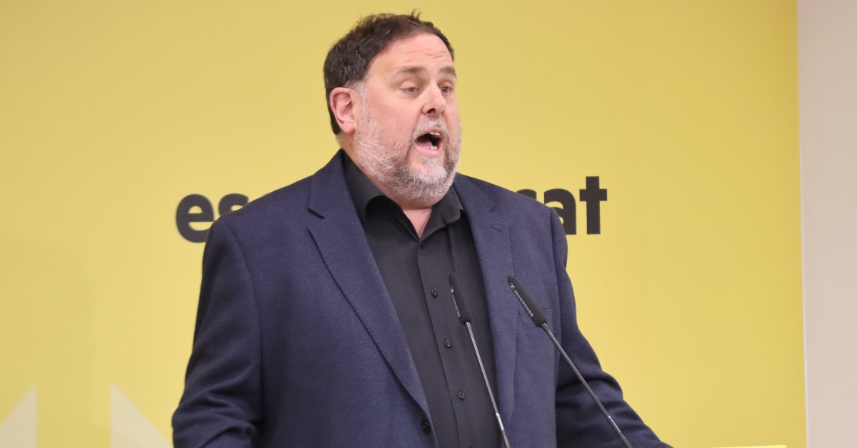 El president d'ERC, Oriol Junqueras, intervé davant del Consell Nacional del partit aquest dissabte (Nico Tomás, ACN)