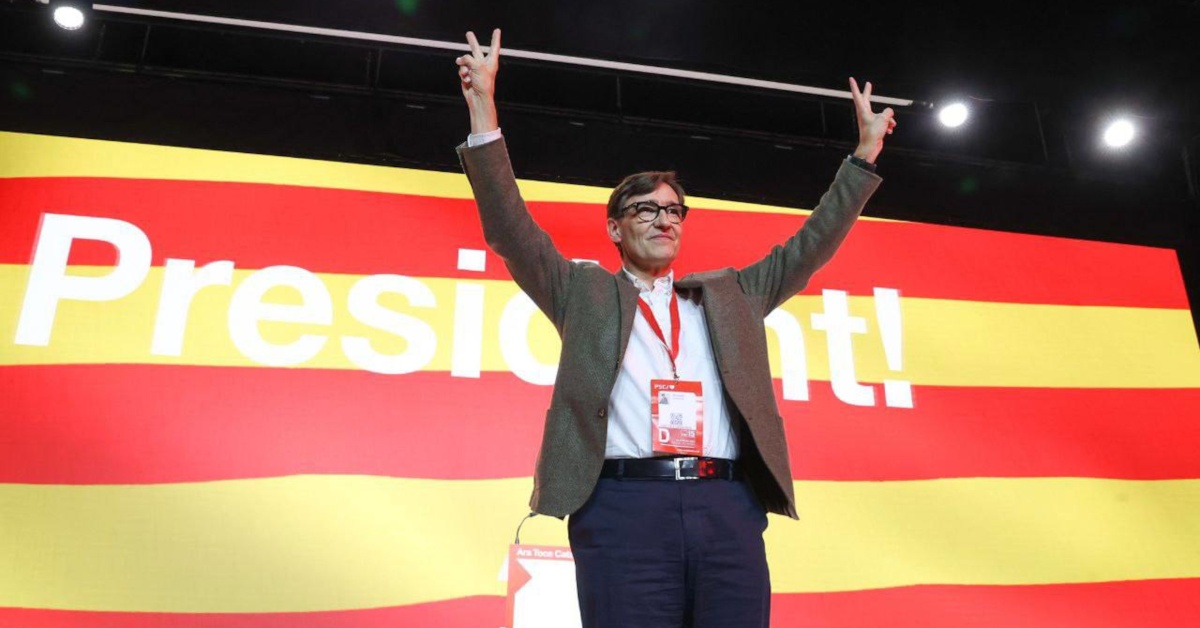 El primer secretario del PSC, Salvador Illa, en el XV Congreso del partido tras ser elegido cabeza de lista en las elecciones del 12 de mayo (Partit dels Socialistes de Catalunya)
