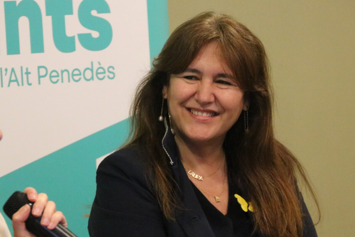 La presidenta de Junts, Laura Borràs, en un acte a Vilafranca del Penedès (Gemma Sánchez Bonel, ACN)