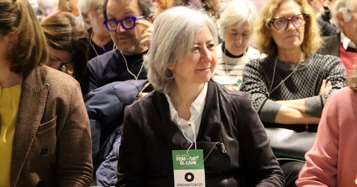 La presidenta de la ANC, Dolors Feliu, en la Asamblea General Ordinaria de la entidad que se celebra en Taradell (Mar Martí, ACN)