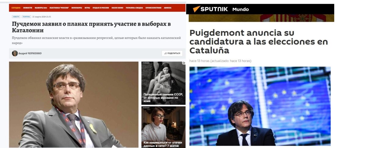 Sputnik News i Komsomolskaia Pravda anuncien la candidatura de Puigdemont