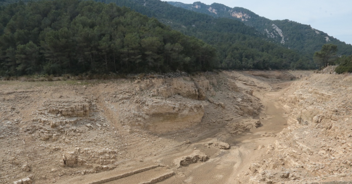 El pantano de Ulldecona por debajo del 4% de su capacidad a principios de abril del 2024 (Ariadna Escoda, ACN)