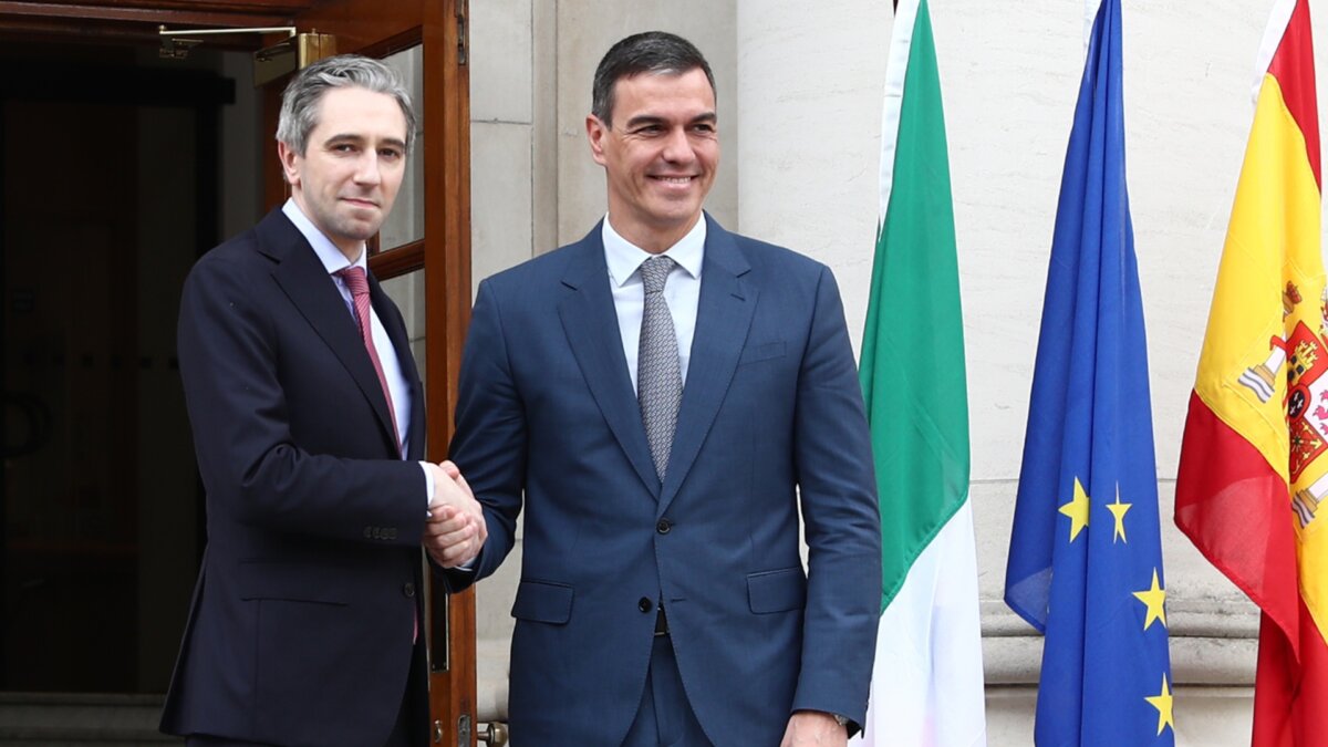 El president del Govern d'Espanya,, Pedro Sánchez, i el primer ministre d'Irlanda, Simon Harris, a Dublin (La Moncloa)