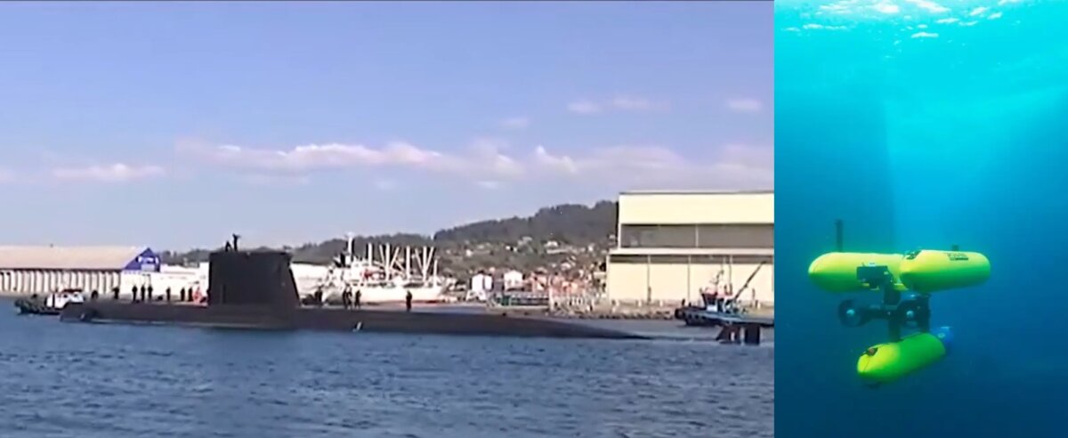 Submarí espanyol de propulsió anaeròbica i dron submarí com els que vol adquirir la Societat d’Estudis Militars per Catalunya