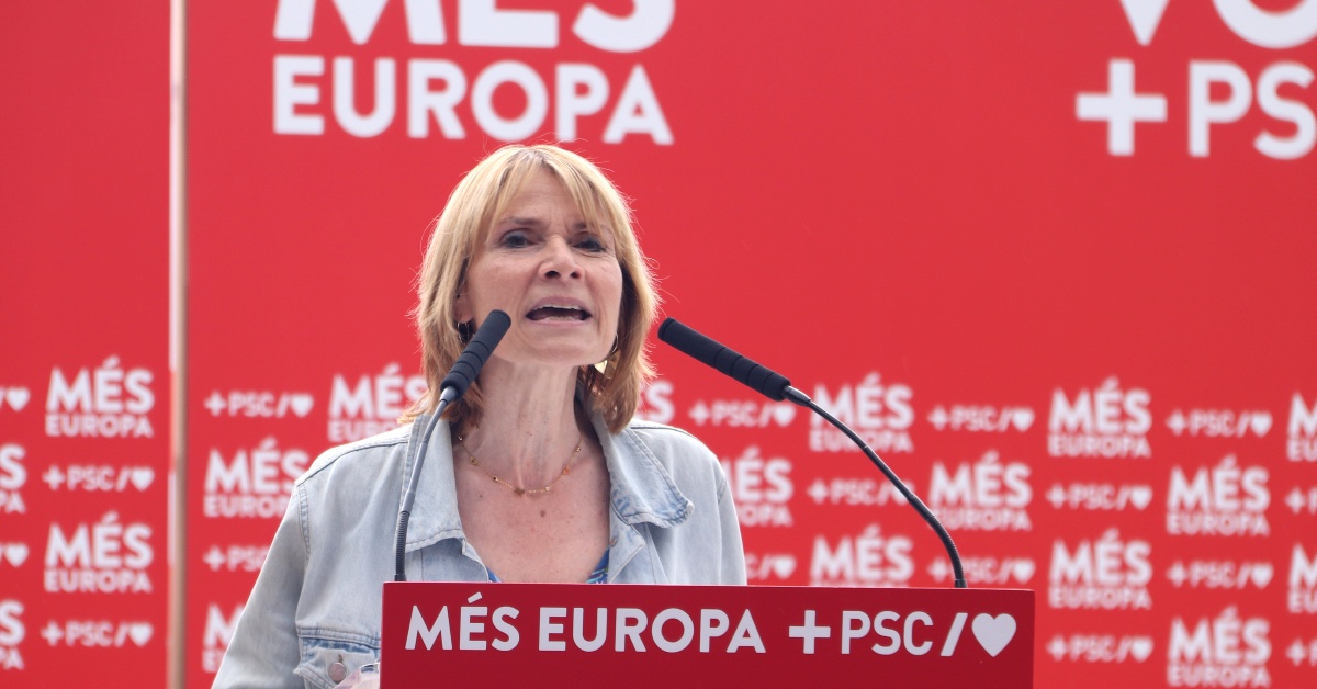 La viceprimera secretària del PSC i coordinadora de l'equip negociador, Lluïsa Moret, en un míting a El Prat de Llobregat (Marta Sierra, ACN)