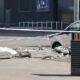 La pieza de hormigón que se desprendió en Vía Sabadell y que provocó la muerte de un hombre (ACN)