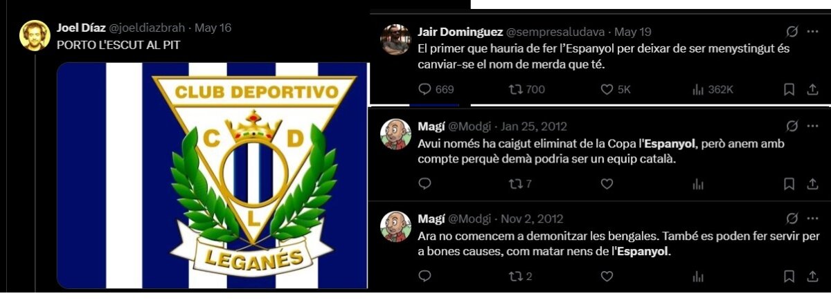 Missatges a X contra l’Espanyol de Joel Díaz, Jair Domínguez i Magí Gaarcía