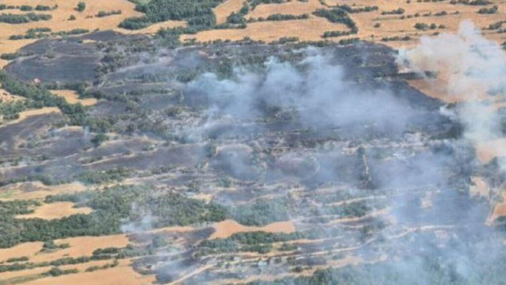 Vista general del incendio en Torrefeta i Florejacs, en la comarca de la Segarra (Agentes Rurales, ACN)