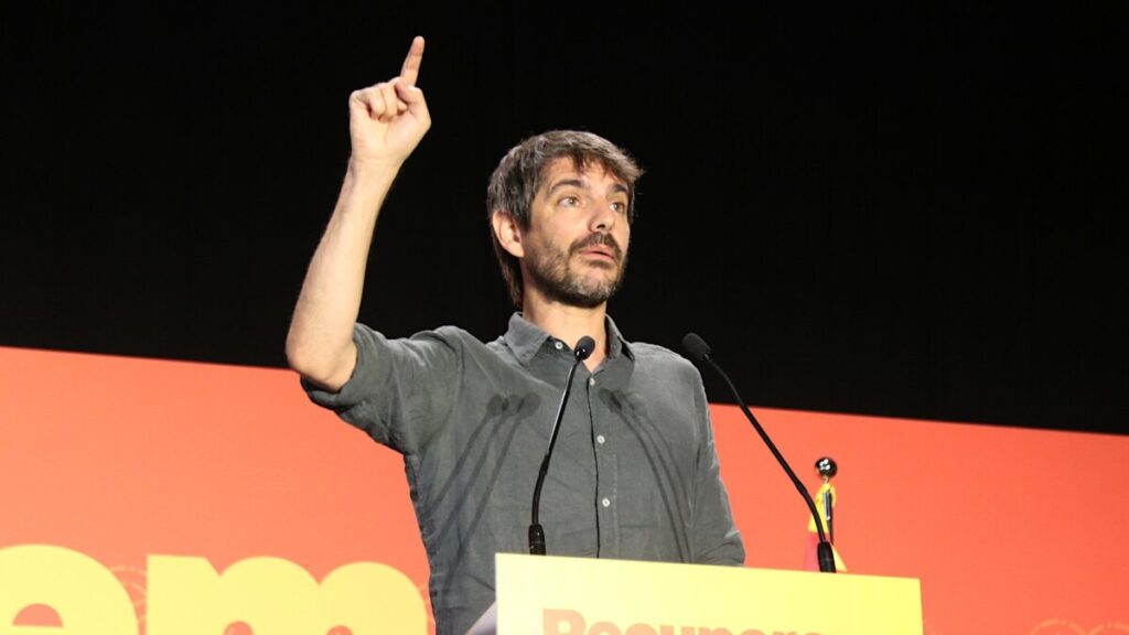 Ernest Urtasun, ministre de Cultura i portaveu de Sumar, en la seva intervenció al congrés de BComú (Norma Vidal, ACN)