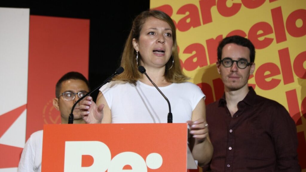 Janet Sanz, presidenta del Grupo Municipal de Barcelona en Comú, en un momento del congreso de la formación (Norma Vidal, ACN)