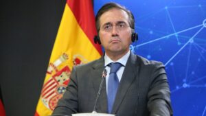 El ministre d'Exteriors del Govern d'Espanya, José Manuel Albares, aquest dilluns a Madrid (Miquel Vera)