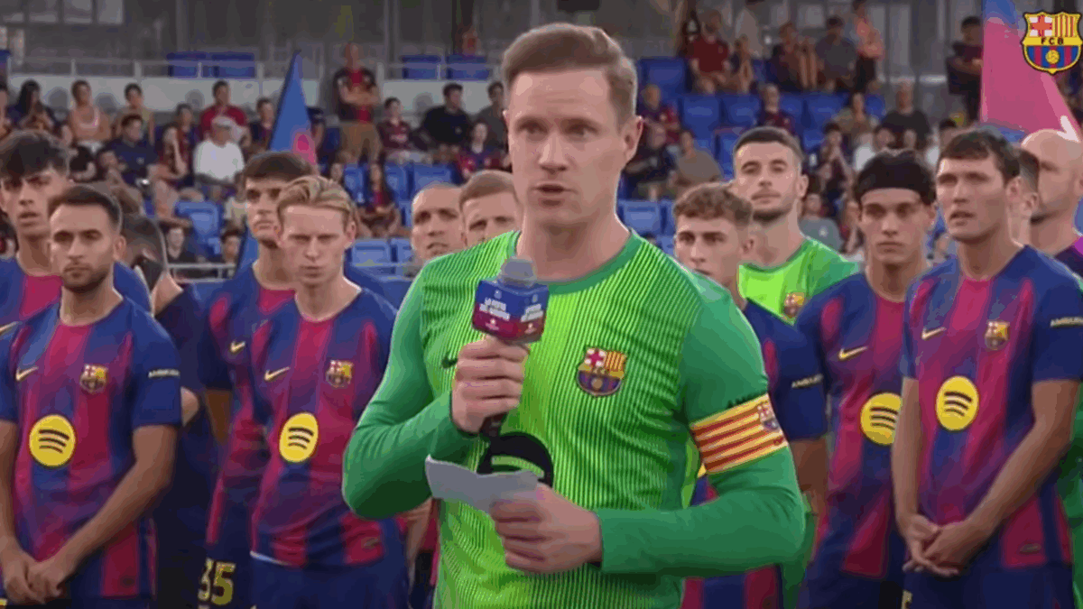 Marc-André ter Stegen en su discurso en el Gamper