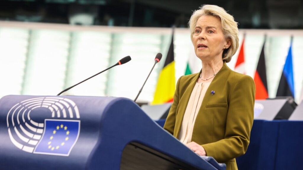 La presidenta de la Comissió Europea, Ursula von der Leyen, durant el SOTEU (Parlament Europeu)