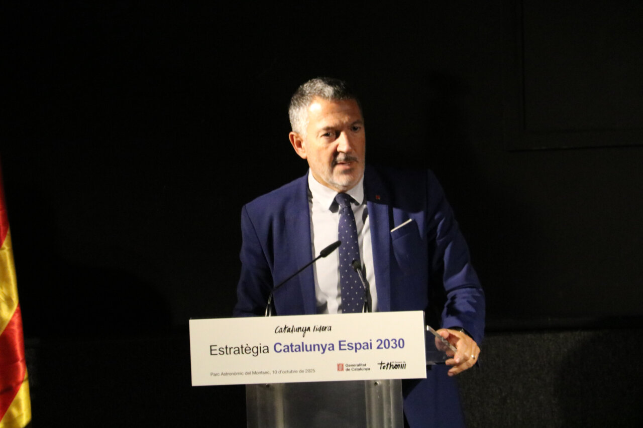 Miquel Sàmper presentant l'Estratègia Catalunya Espai 2030