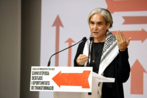 L'exalcaldessa de Barcelona i presidenta de la Fundació Sentit Comú, Ada Colau, en l'obertura de l'Escola de Formació Política 2025 (Jordi Bataller, ACN)