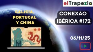 Imatge promocional del programa Conexão Ibérica amb referències a Galícia, Portugal i Xina.
