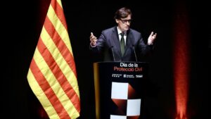 El president de la Generalitat, Salvador Illa, en el seu discurs en el Dia de la Protecció Civil 2025 (Rubén Moreno, Generalitat de Catalunya)
