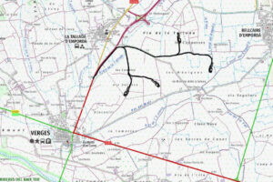 Mapa on se situarien els aerogeneradors, entre la Tallada, Verges i Bellcaire d'Empordà (ACN)