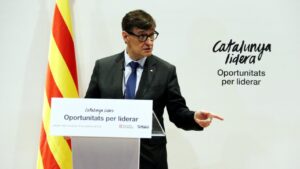 El president de la Generalitat, Salvador Illa, durant la seva conferència a Fira Sabadell (ACN)
