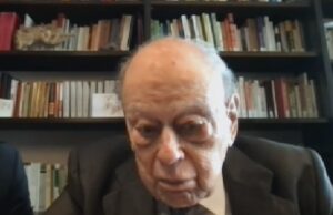 Jordi Pujol durant una videoconferència amb el jutge